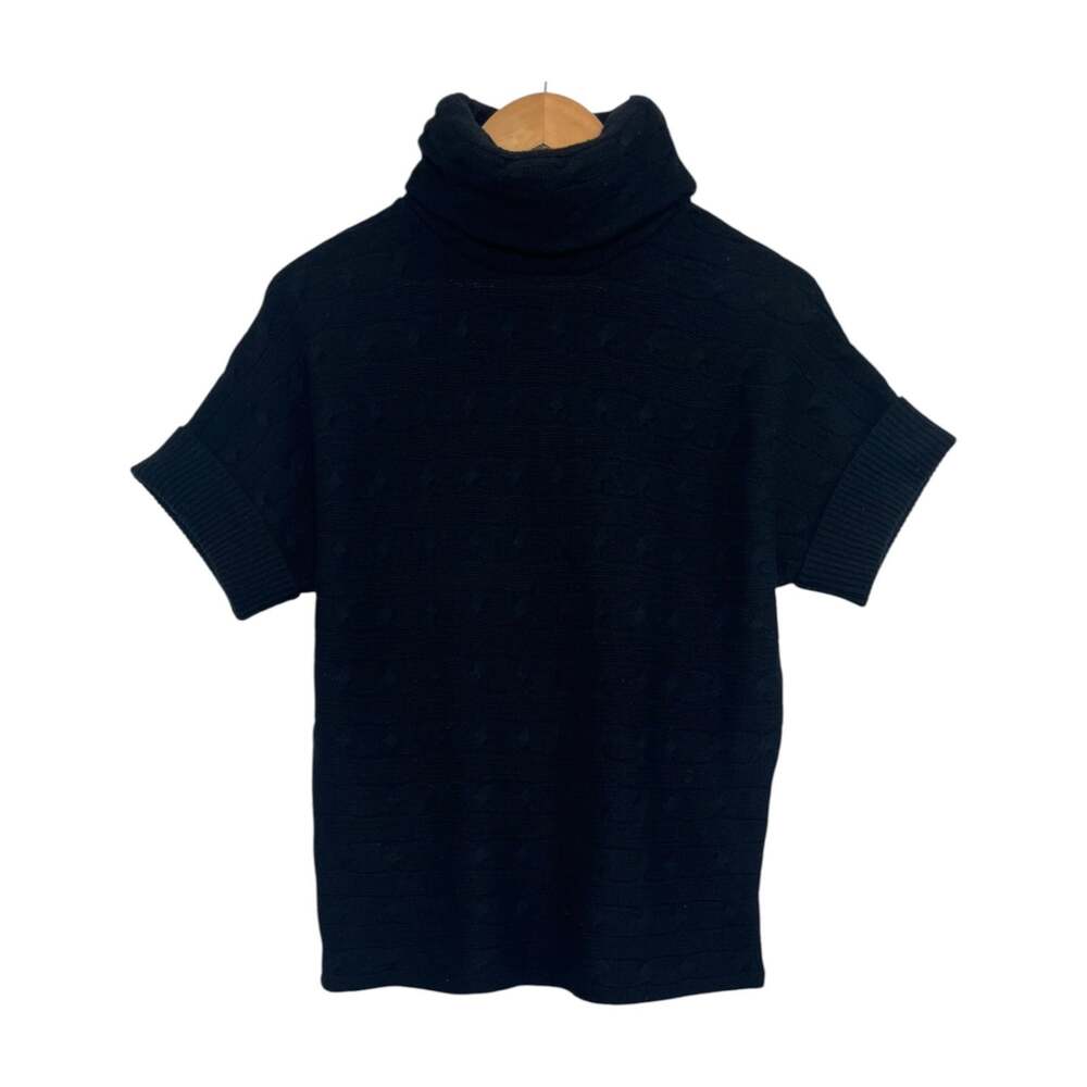 Ralph Lauren Sweater Womens Small Black Wool Cashmere Cable Knit Turtleneck Y2K